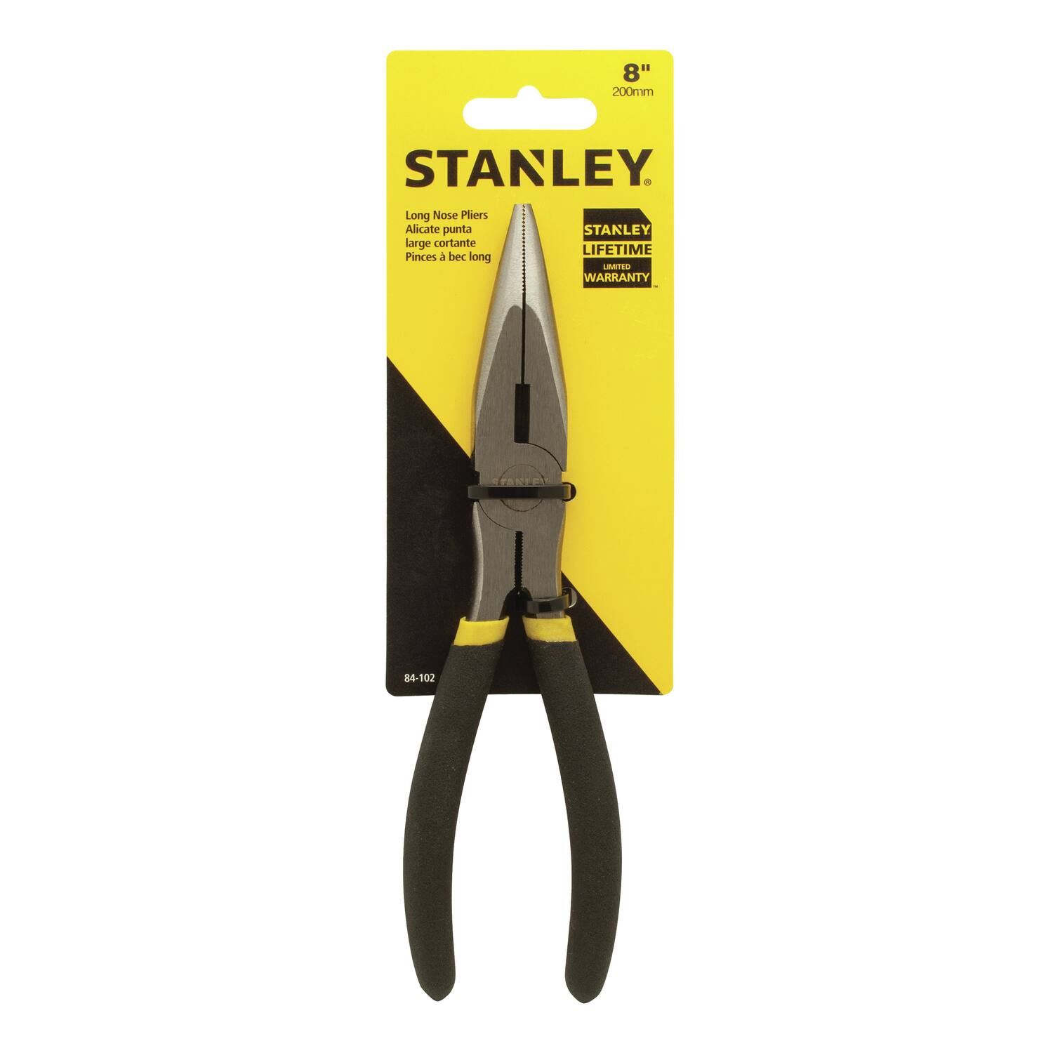 8" 200mm STANLEY Long Nose Pliers Alicate punta STANLEY large cortante LIFETIME Pinces bec long LBATIO WARRANTY 84-102