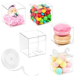 Paradigms Interiors - Inches Clear Favor Boxes Small Plastic Gift With Ribbons For Cupcakes Cocoa Bombs Wedding Shower Birthday P - 2x2x2 Inch