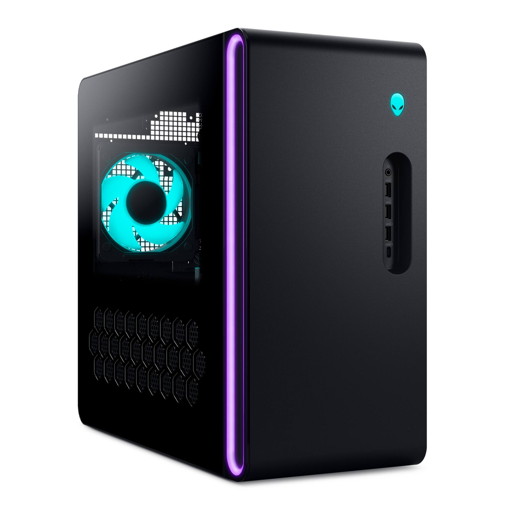 Front. Alienware - Aurora Gaming Desktop - Intel Core Ultra 9 Series 2 285 2025 - 32GB Memory - NVIDIA GeForce RTX 5070 12GB - 2TB Storage - Black.
