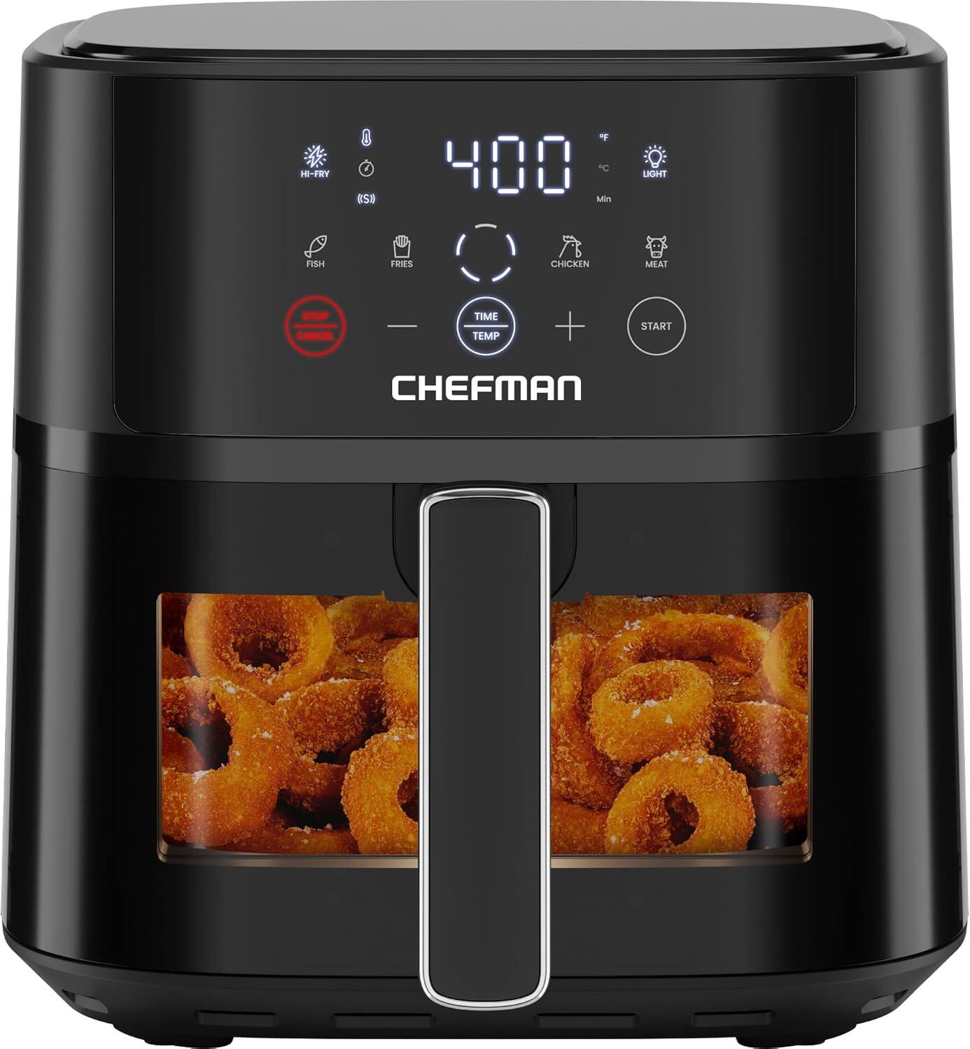 Chefman - TurboFry Touch 6-Qt Easy-View Air Fryer w/ 4 Cooking Presets and 450°F Hi-Fry Button - Black