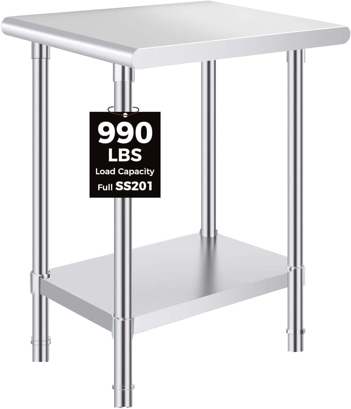 OSTBA - 24x18 In Prep Table, NSF Commercial Heavy-Duty Work Table with Adjustable Undershelf & Feet - Stainless Steel