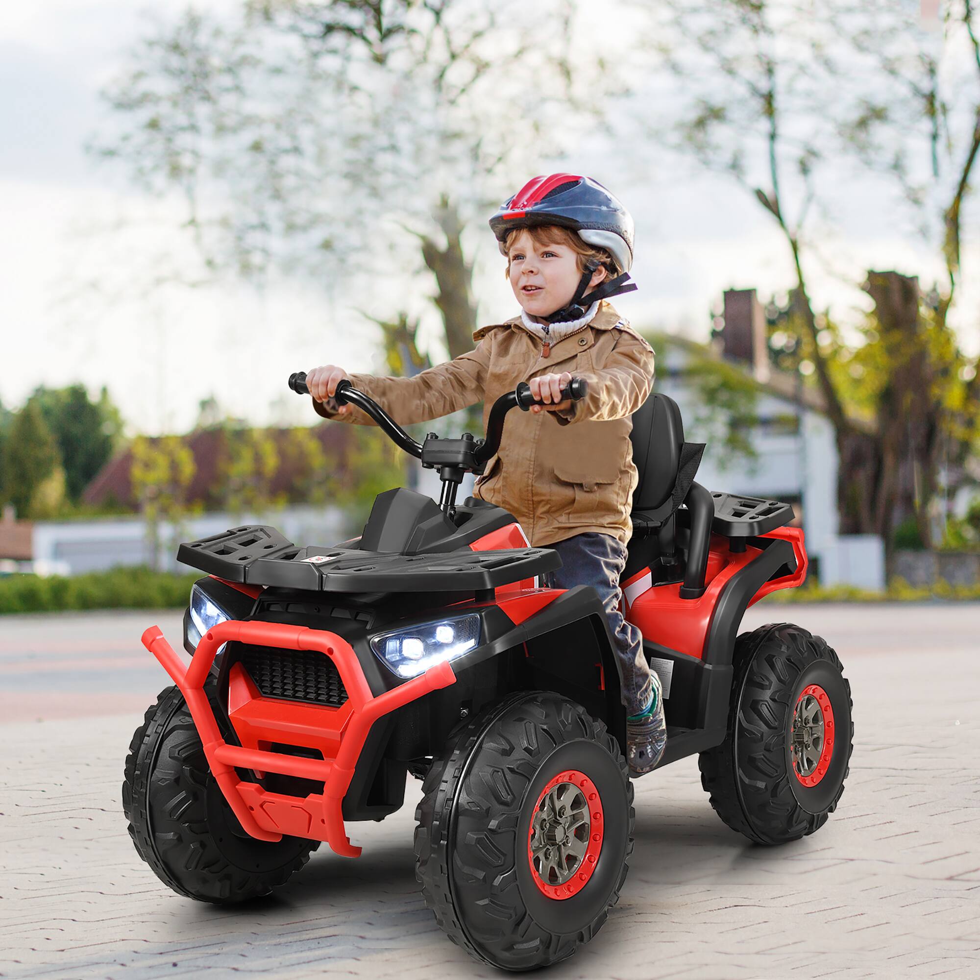 Alt View 1. Costway - Costway 12V Kids Electric 4-Wheeler ATV Quad 2 Speeds Ride On Car w/MP3&LED Lights - Red.
