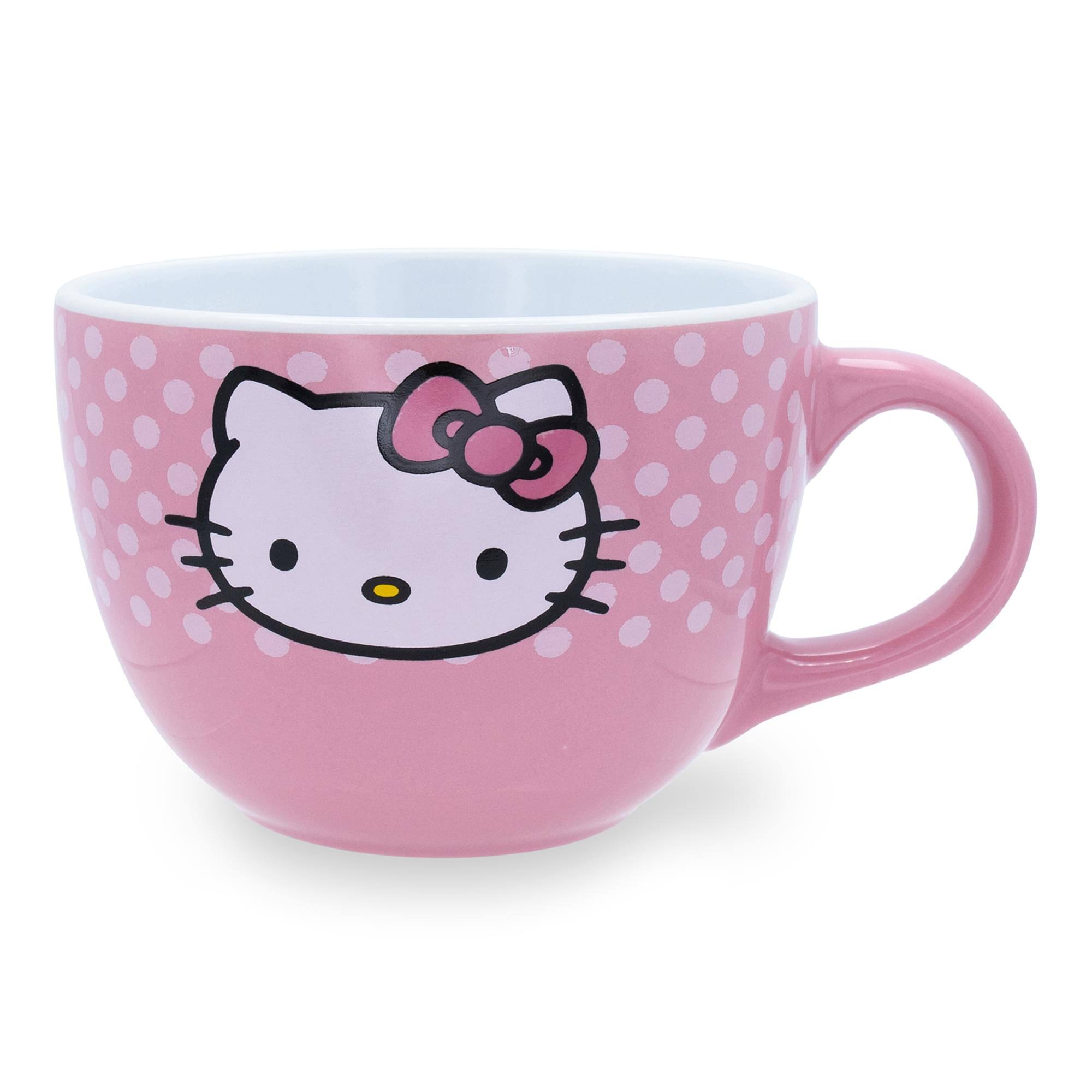 Silver Buffalo - Sanrio Hello Kitty Polka Dots Ceramic Soup Mug | Holds 24 Ounces - Pink