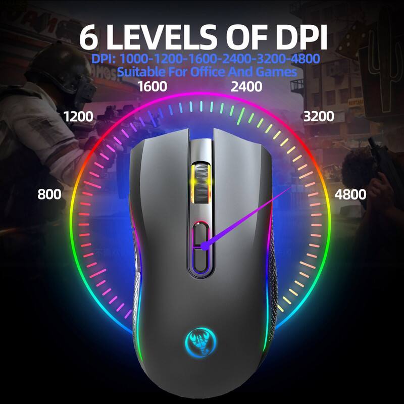 6 LEVELS OF DPI  
DPI: 1000-1200-1600-2400-3200-4800  
Suitable For Office And Games