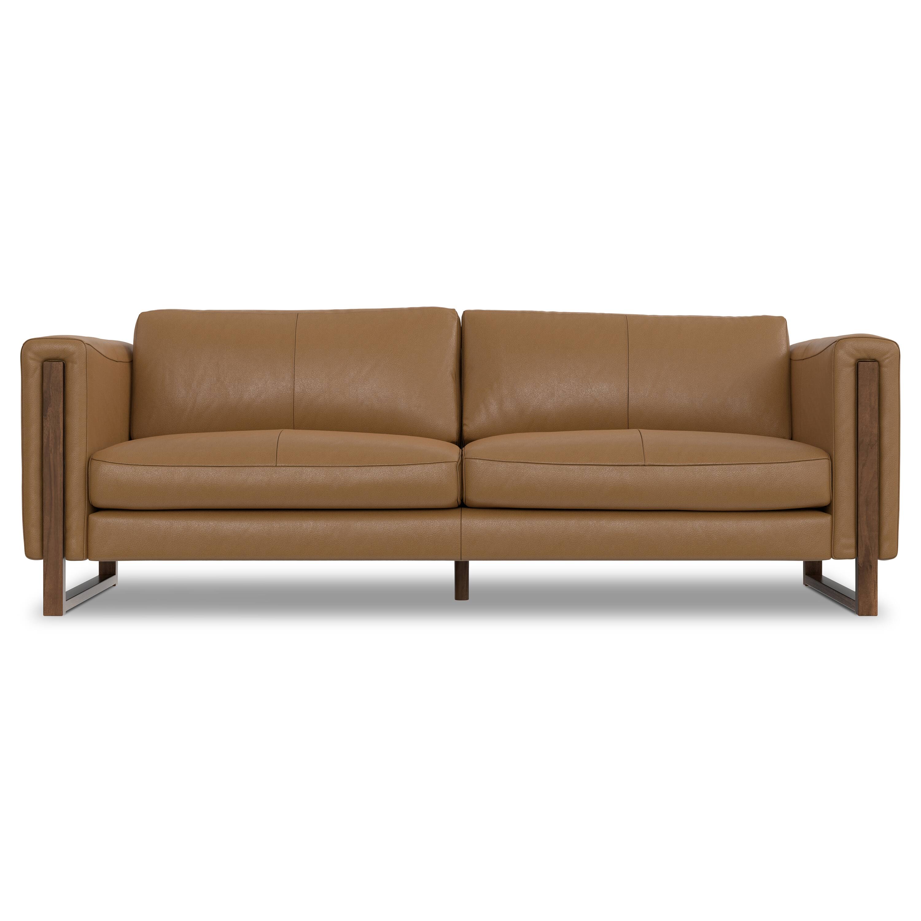 Simpli Home - Richard Modern Contemporary 83 inch Wide Sofa in Butternut Brown Genuine Leather - Butternut Brown