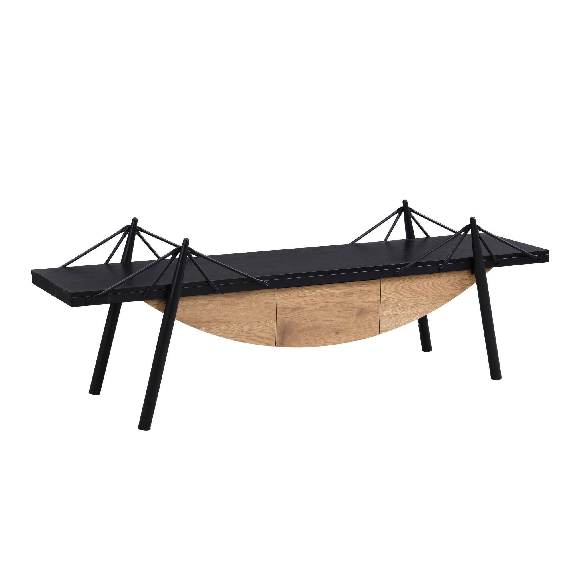 Alt View 5. GOODSILO - Modern Sailboat-Inspired TV Stand with Drawer, Sturdy Metal Support and Storage Cabinet for Living Room and Office - Black.