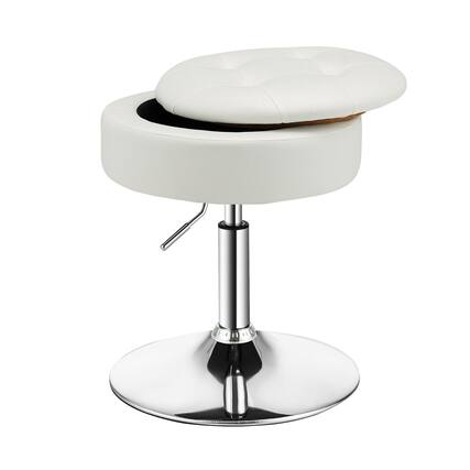 Front. Ecooso - Adjustable 360° Swivel Vanity Stool with Storage Tray for Bedroom or Counter - White.