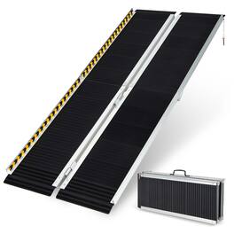 Costway - Portable Aluminum Wheelchair Ramp 6 FT with Transition Plate & Non-slip Surface - Silk