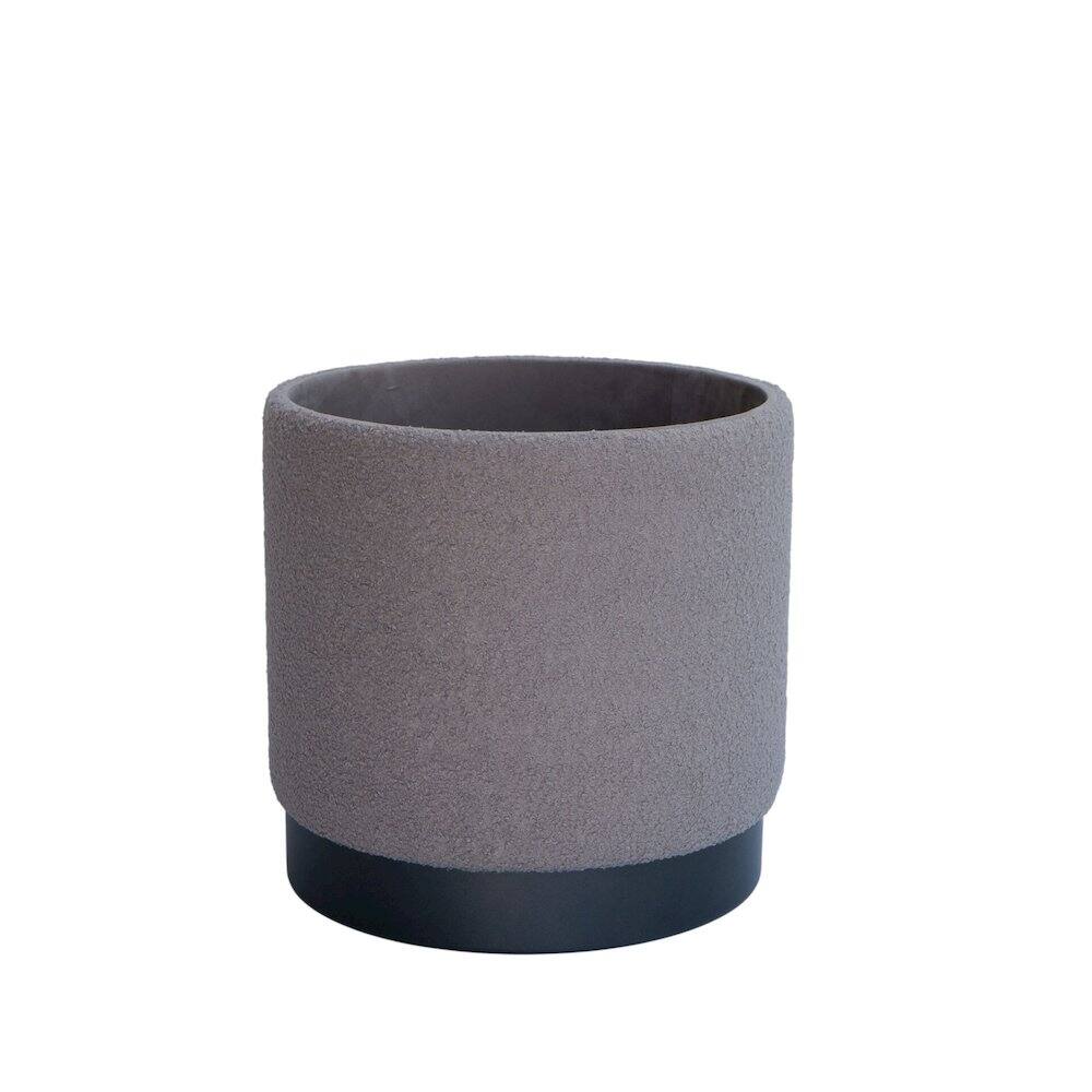 Alt View 3. Carolina Chair & Table - Handwoven Hephaestus Silver Boucle Storage Ottoman - Silver.