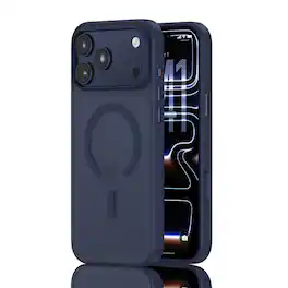 Dteck - Shockproof Frosted Magnetic Phone Case for Apple iPhone 18 Pro Max, Hard PC Soft TPU Cover Responsive AI Camera Button - Darkblue