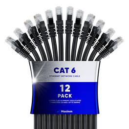 Maximm - Cat 6 Ethernet Cable 50 ft (12-Pack) - UTP, 10Gbps, 550MHz