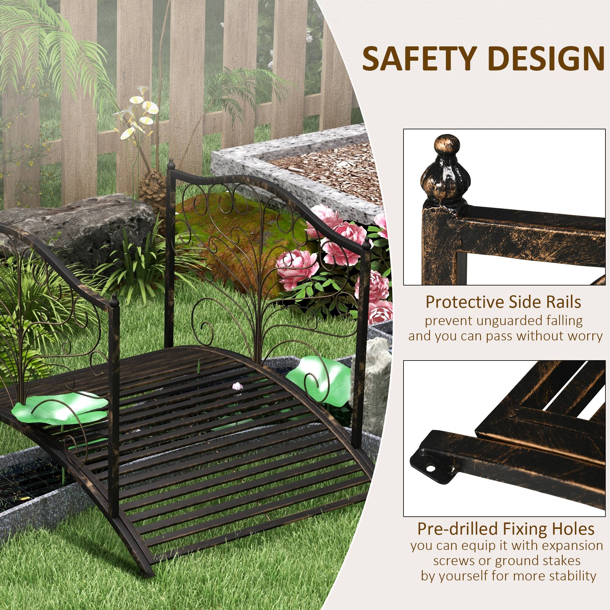 SAFETY DESIGN

Protective Side Rails prevent unguarded falling and you can pass without worry

Pre-drilled Fixing Holes you can equip it with expansion screws or ground stakes by yourself for more stability
