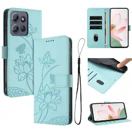Dteck - Shockproof Wallet Case for Motorola G 5G (2025) with Detachable Wrist Strap, Protective PU Leather Folio Stand Cover - Green