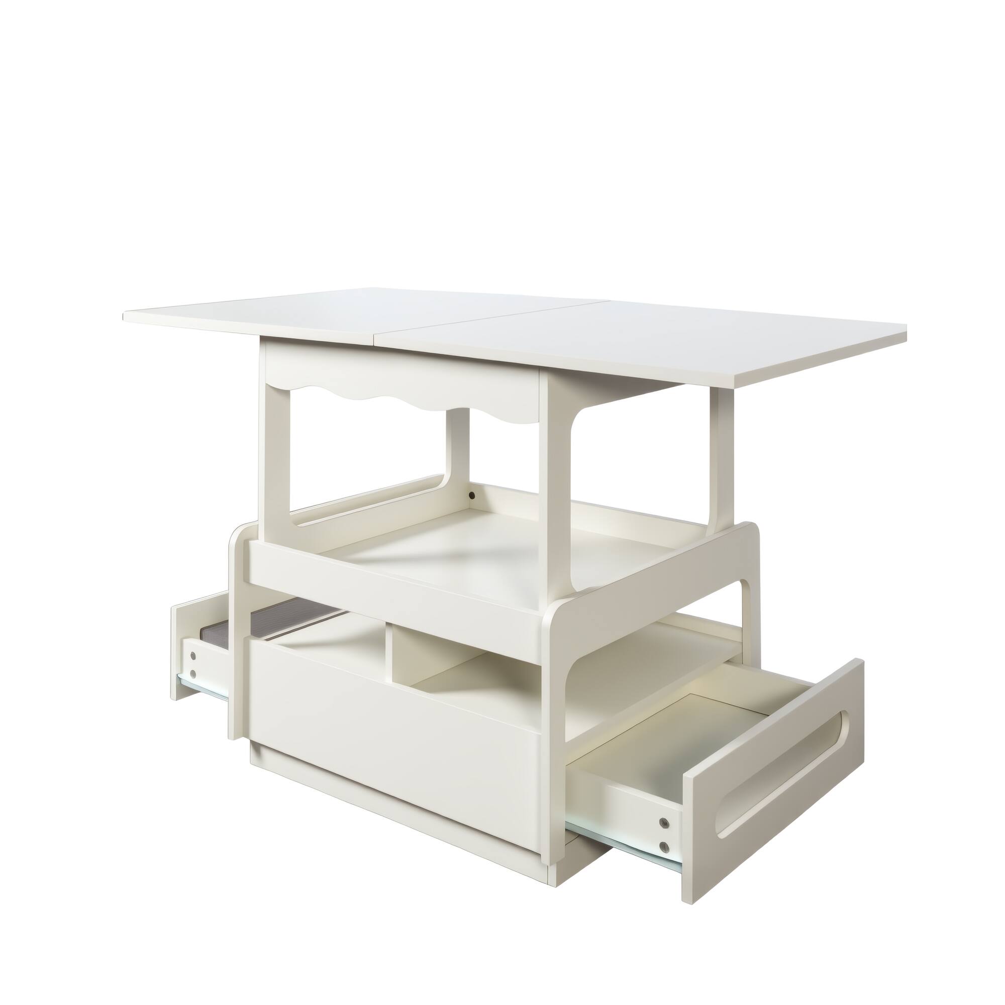 Alt View 5. TinyHomie - 3 In 1 Deformed Coffee Table With Storage Cabinet For Living Dining Room - White.