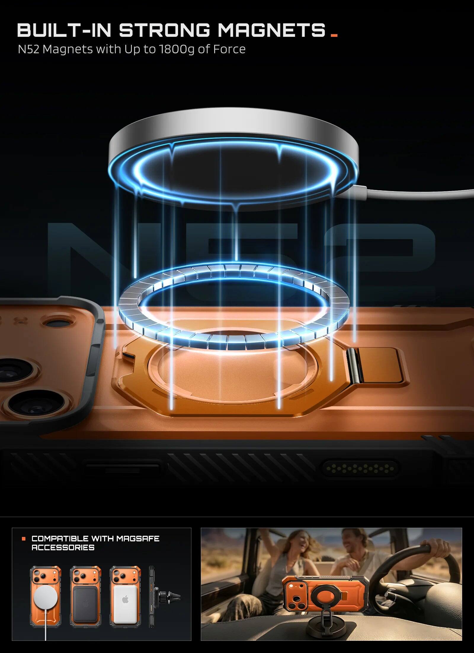 BUILT-IN STRONG MAGNETS  
N52 Magnets with Up to 1800g of Force

COMPATIBLE WITH MAGSAFE ACCESSORIES