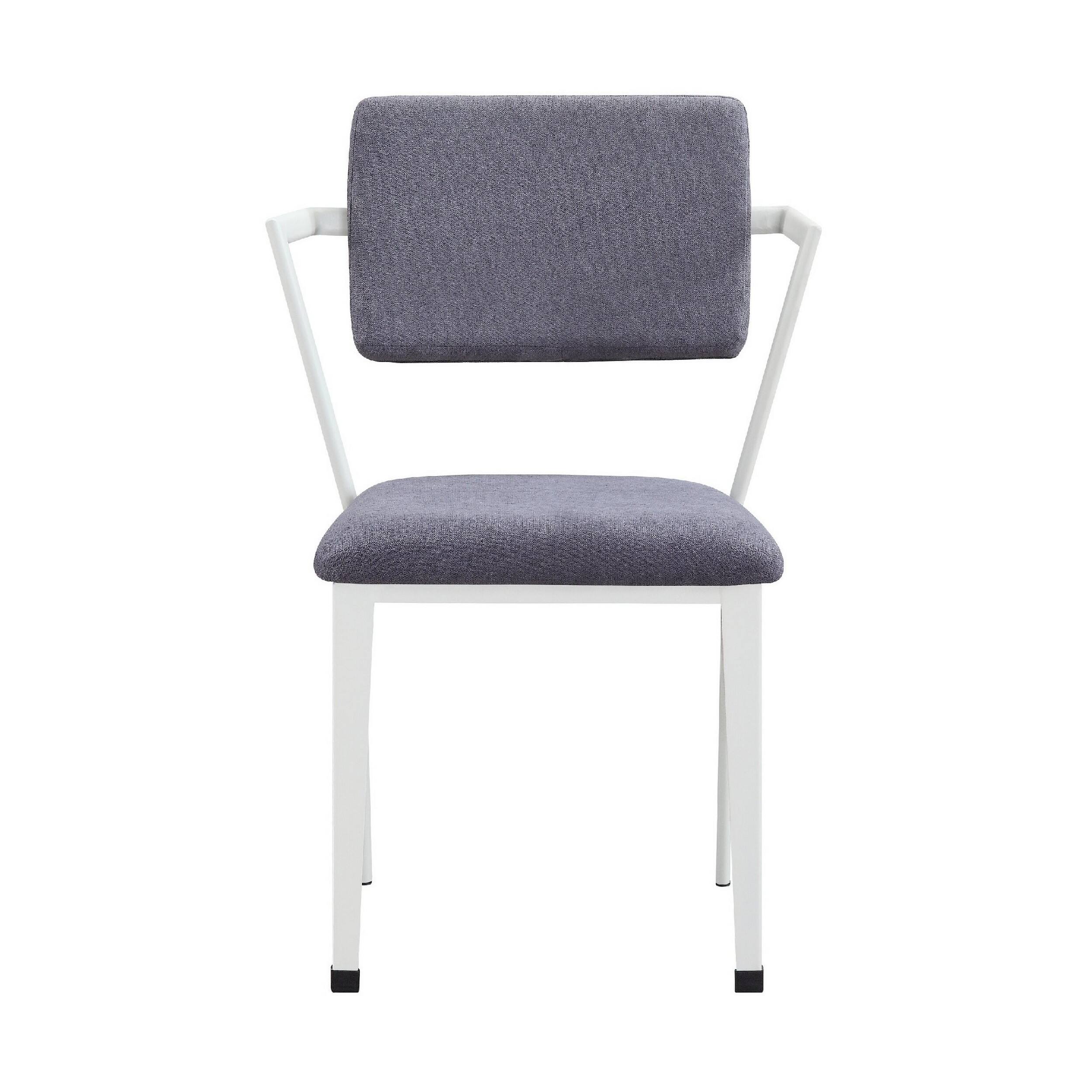 Alt View 2. Manhattan Lane - Fabric Upholstered Metal Dining Chair, Set of 2 - White and Gray.