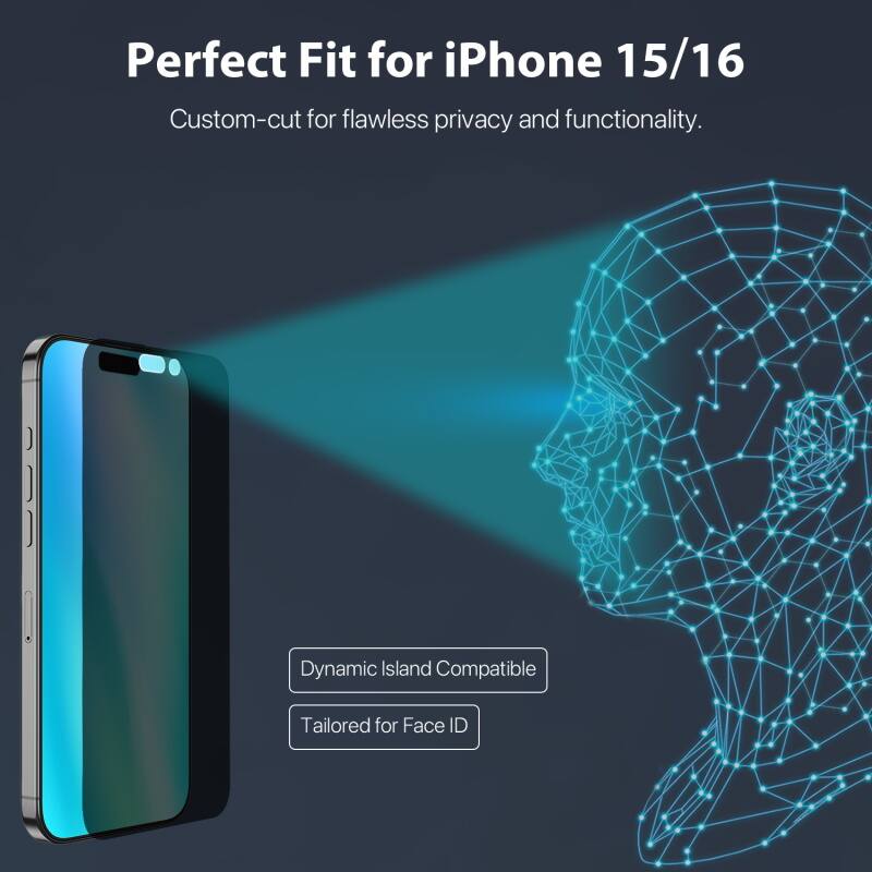 Perfect Fit for iPhone 15/16
Custom-cut for flawless privacy and functionality.
Dynamic Island Compatible
Tailored for Face ID