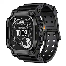Dteck - Sport Band with Rugged Case for Apple Watch Ultra 3/2/1 49mm, Military Grade Shockproof Cover for Outdoor Adventures - Black