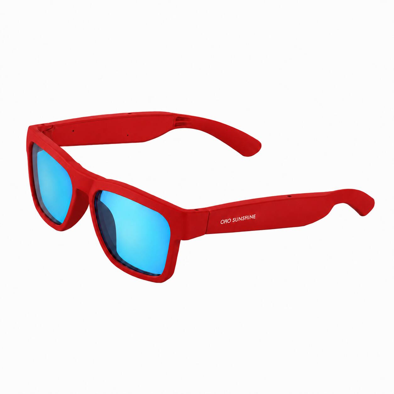 Angle. OhO sunshine - OhO Sunshine Smart Bluetooth Audio Sunglasses, Open-Ear Speakers, AI APP, 10-Hour Battery, UV400 Polarized - RED.
