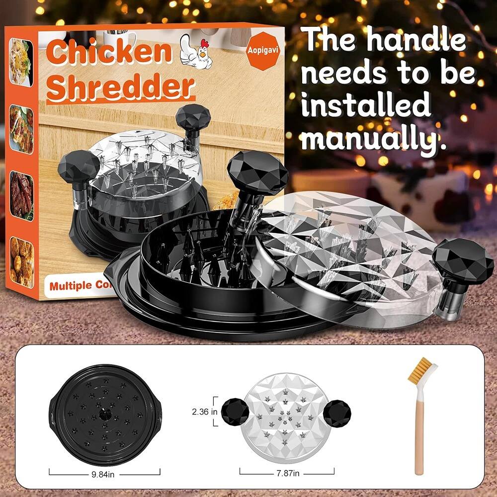 Chicken Shredder  
The handle needs to be installed manually.  
Multiple Colors  
9.84in x 7.87in x 2.36in