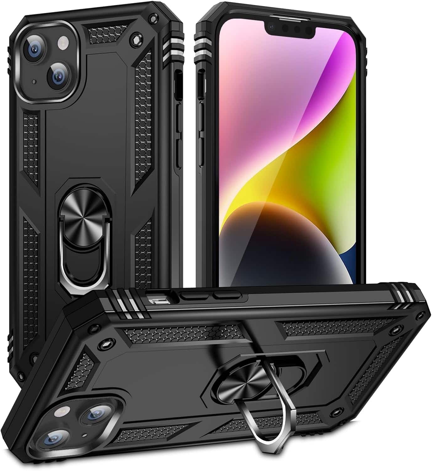 Front. Entronix - Entronix iPhone 12 Mini Case - Dual-Layer Protective Gripstand - Black.