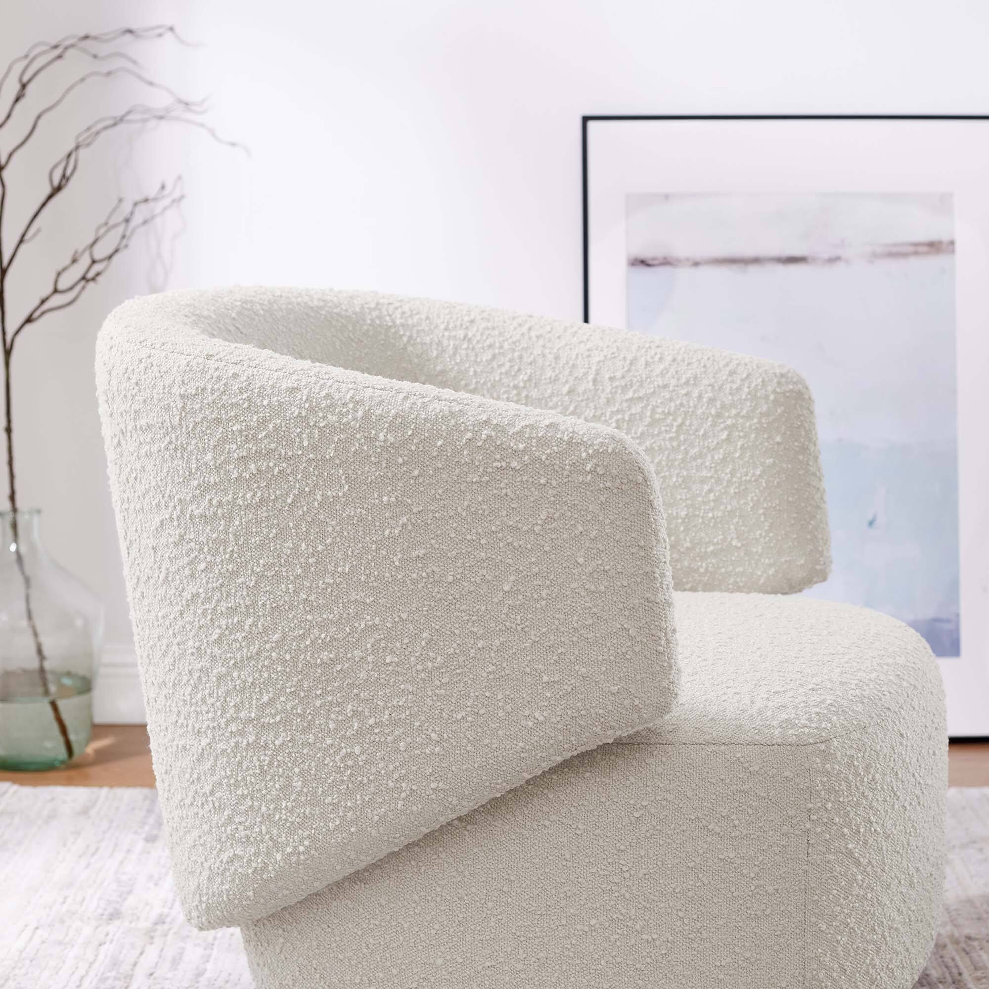 Alt View 1. Modway - Celestia Boucle Fabric Swivel Chair by Modway - Ivory.
