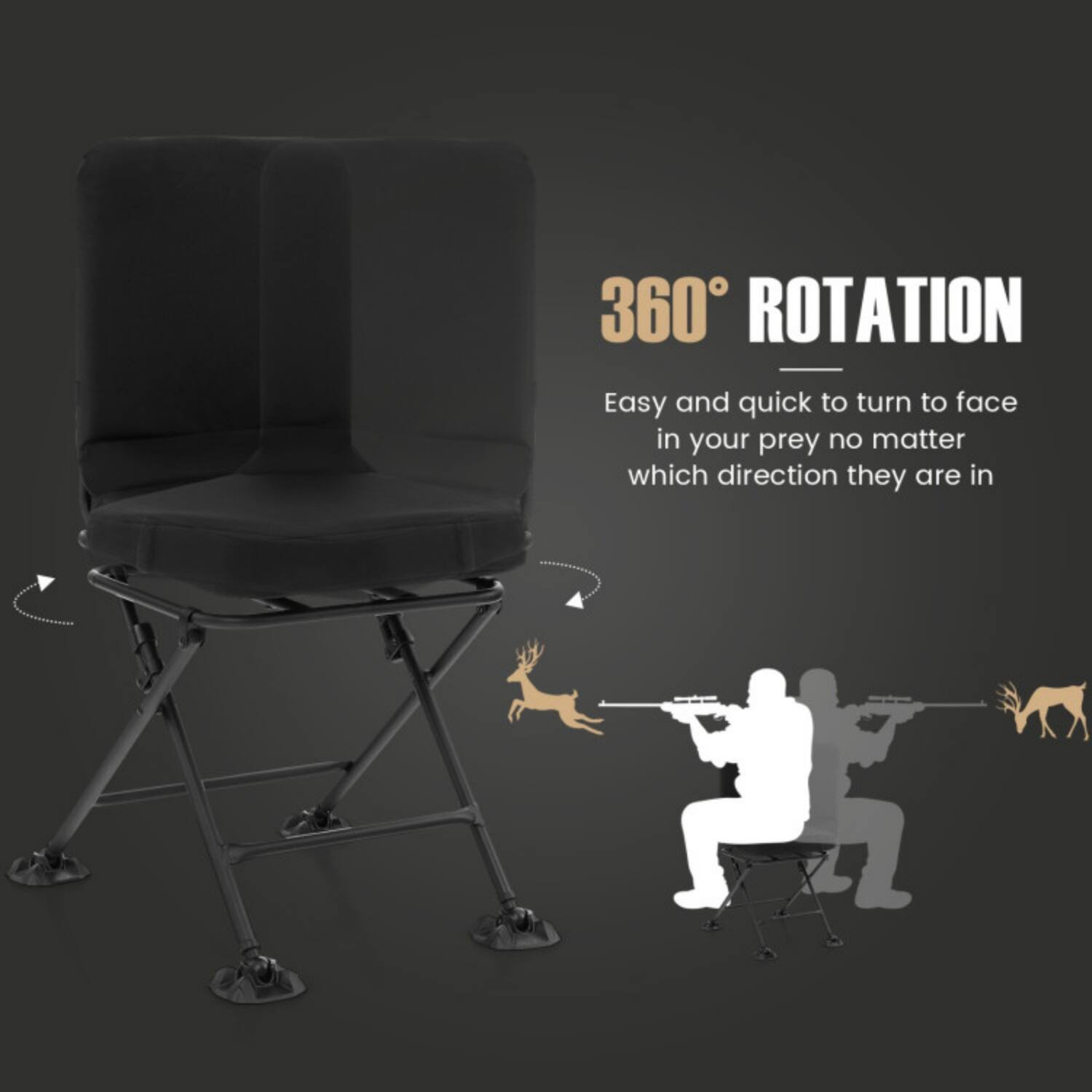360° ROTATION  
Easy and quick to turn to face in your prey no matter which direction they are in