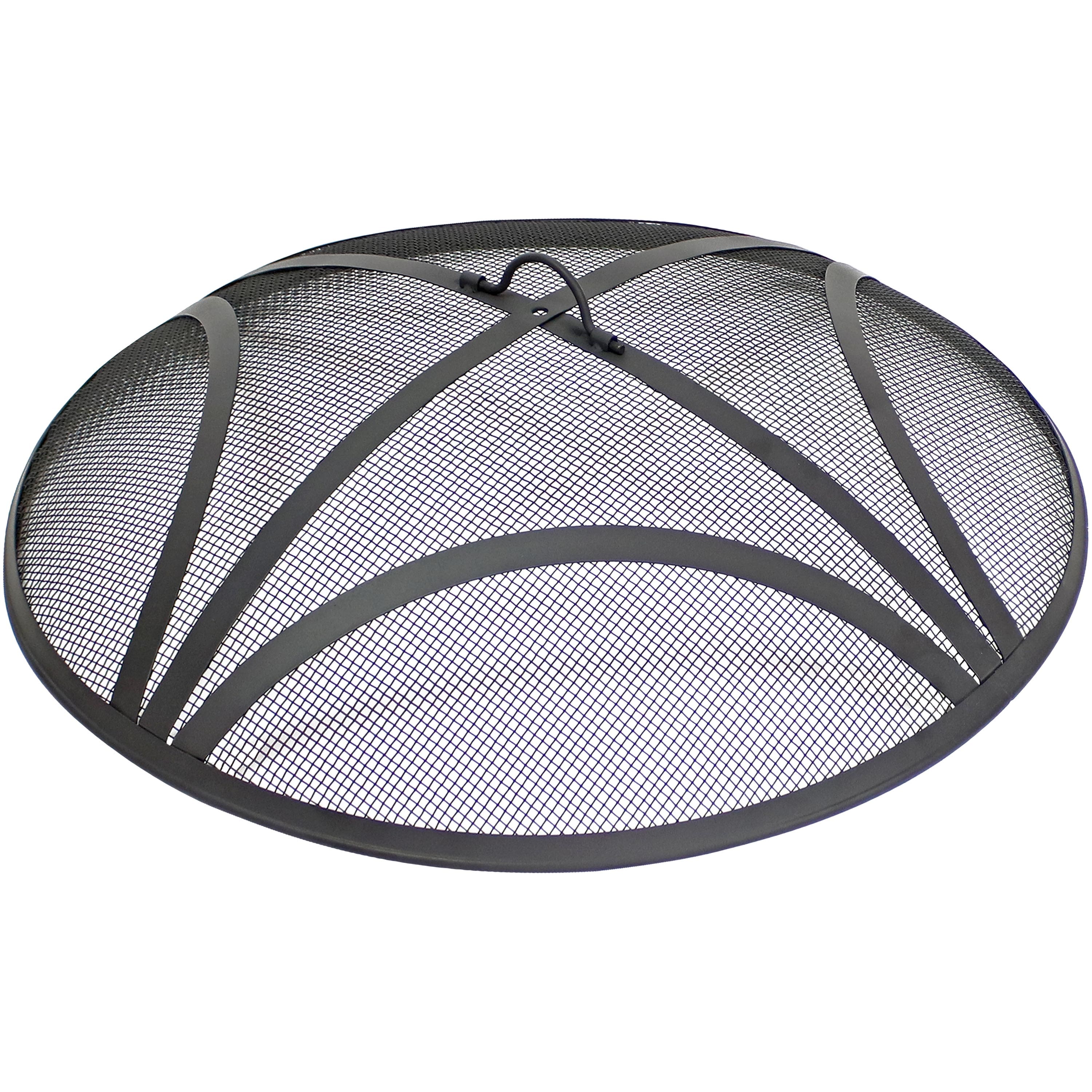 Sunnydaze - 30 in Reinforced Steel Mesh Round Fire Pit Spark Screen - Black