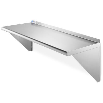 Front. GRIDMANN - 16 Gauge NSF 36 x 12-in Stainless Steel Shelf - Silver.