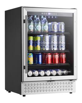 VEVOR - Beverage Refrigerator Cooler, 154 Can Beverage Fridge, Mini Fridge with Glass Door - Stainless Steel