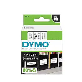 DYMO - D1 Standard 53713 Label Maker Tape, 1" x 23' - Black On White