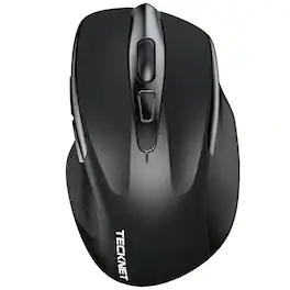 TECKNET - Wireless Mouse, BT 5.0/2.4G, Silent 4800 DPI 6 Buttons - Wireless - Black