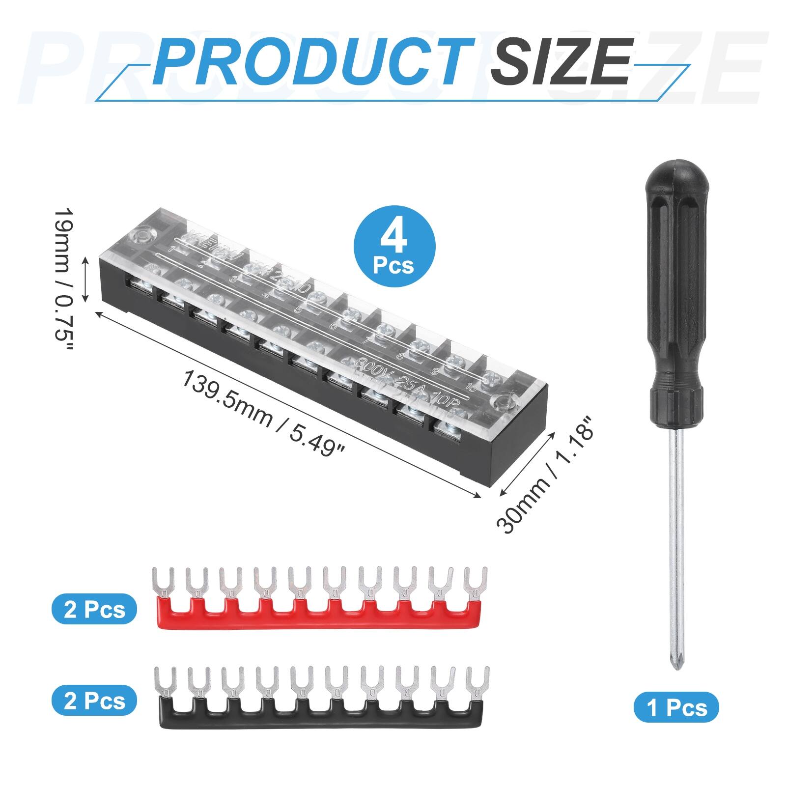 PRODUCT SIZE

19mm / 0.75"  
2 Pcs

139.5mm / 5.49"  
4 Pcs

30mm / 1.18"  
2 Pcs

1 Pcs