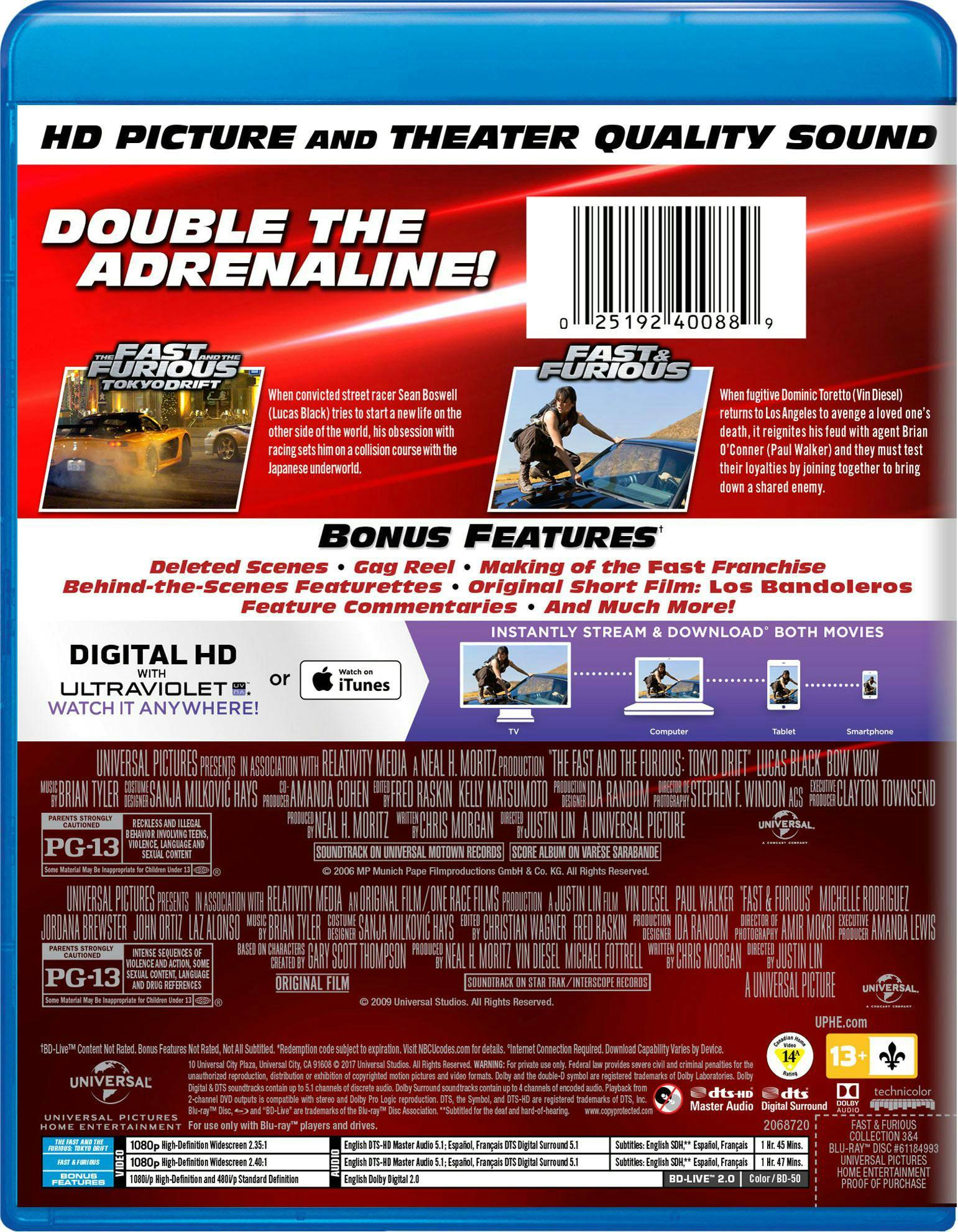 Angle. Fast & Furious Collection: 3 & 4 (Blu-ray Double Feature) [Blu-ray].