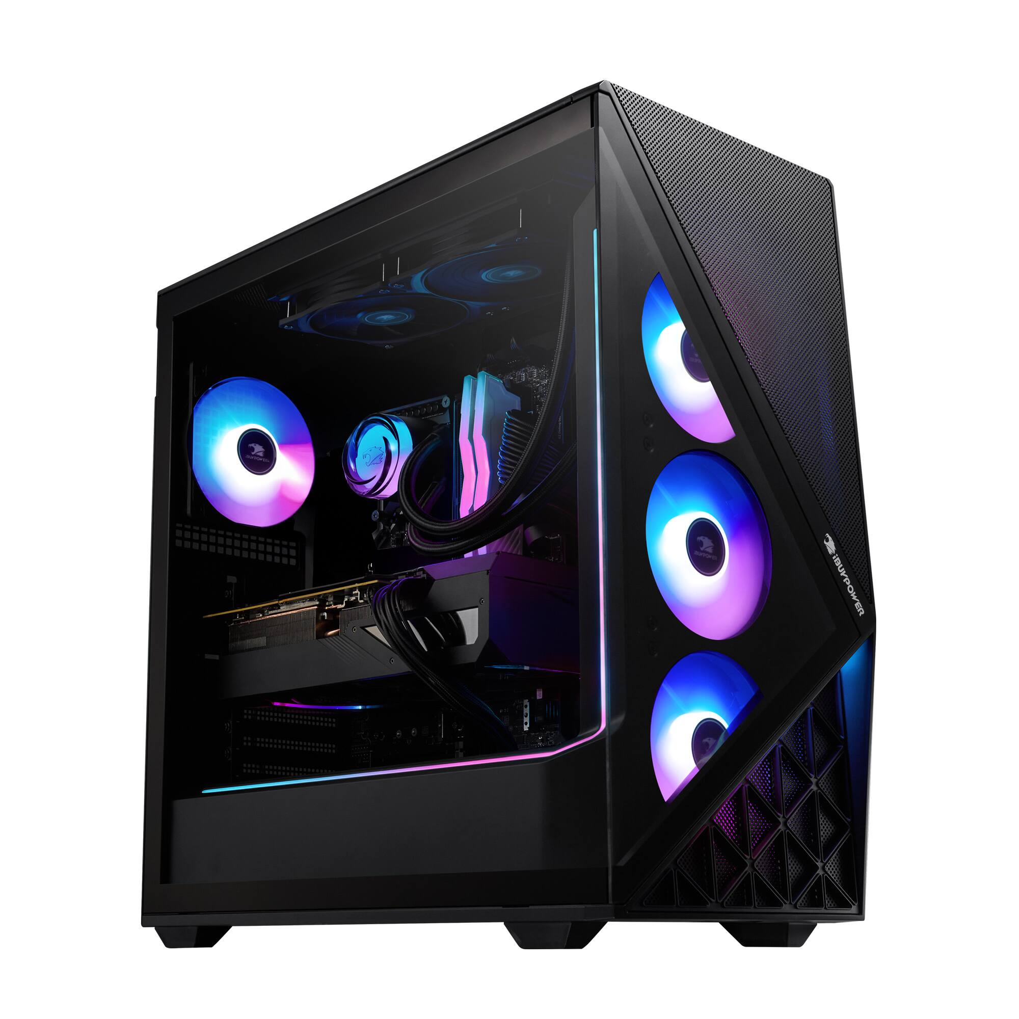 Angle. iBUYPOWER - iBUYPOWER - Slate Black Gaming Desktop PC - AMD Ryzen 7 7800X3D, AMD Radeon RX 9060XT 8GB, 32GB DDR5 RGB,2TB NVMe SSD - Black.