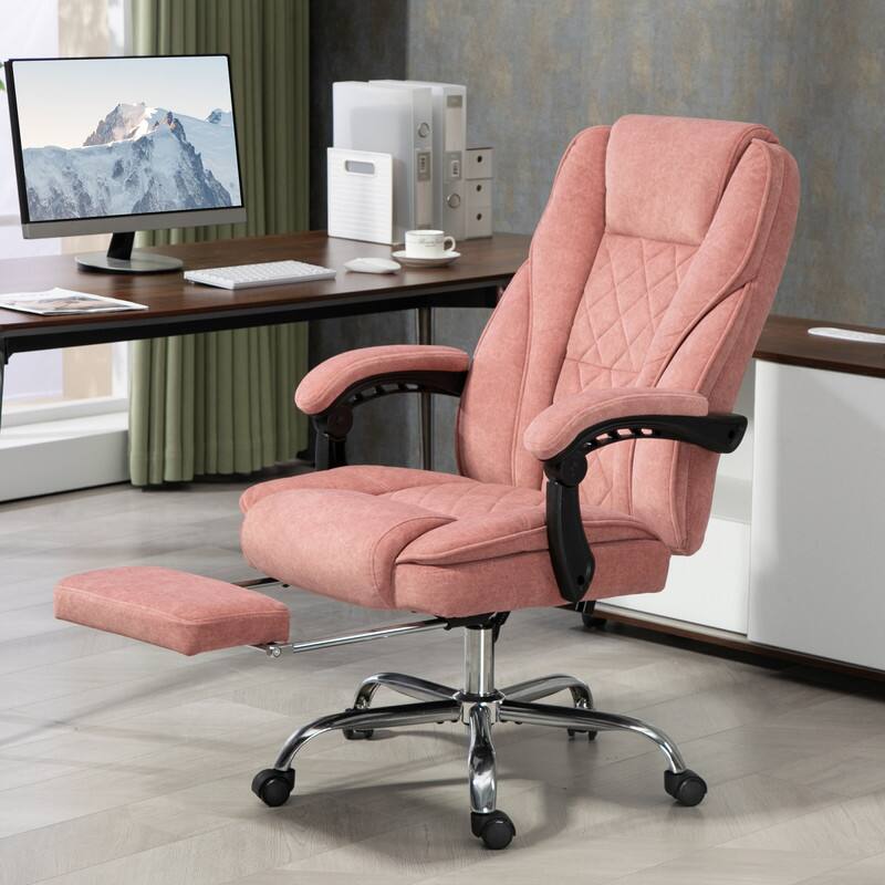 Alt View 4. HTUTWOO - Massage Office Chair with Heat & Foot Rest, 6 Vibration Points, Adjustable Height,for Home Office, Study - Pink.