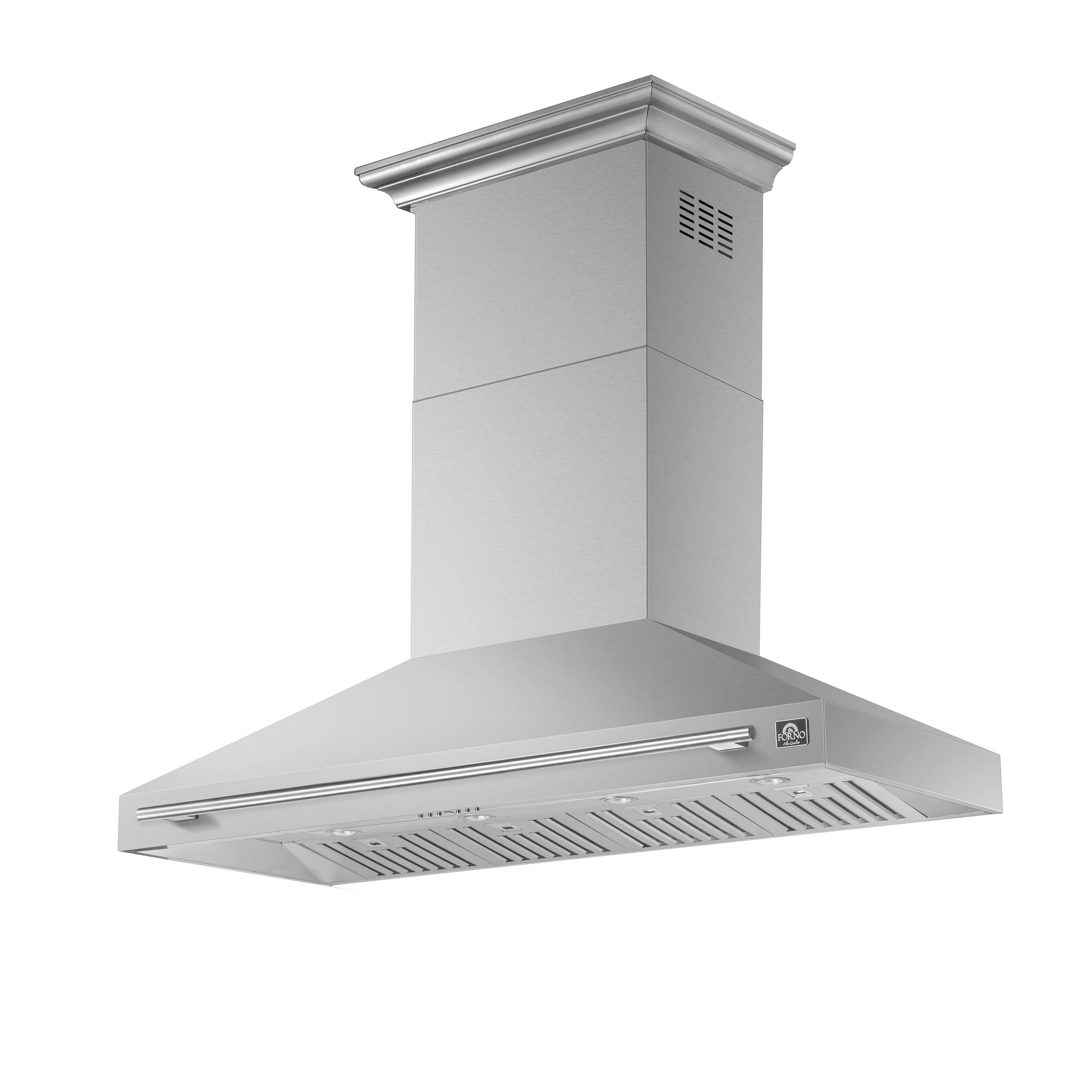 Angle. Forno Appliances - Aria 60 in. Convertible Wall-Mounted Range Hood - Silver.