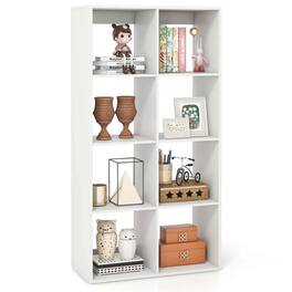 Costway - 8-Cube Open Bookshelf with Anti-tip Kits Home Modern Style Storage Shelf for Study - White