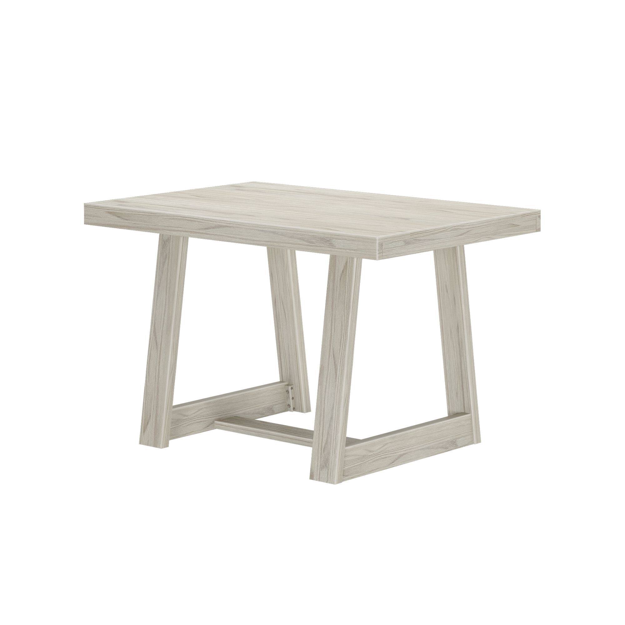 Alt View 2. Plank+Beam - Classic Solid Wood Dining Table - 1220mm/48in, White Sand Wirebrush - White Sand Wirebrush.