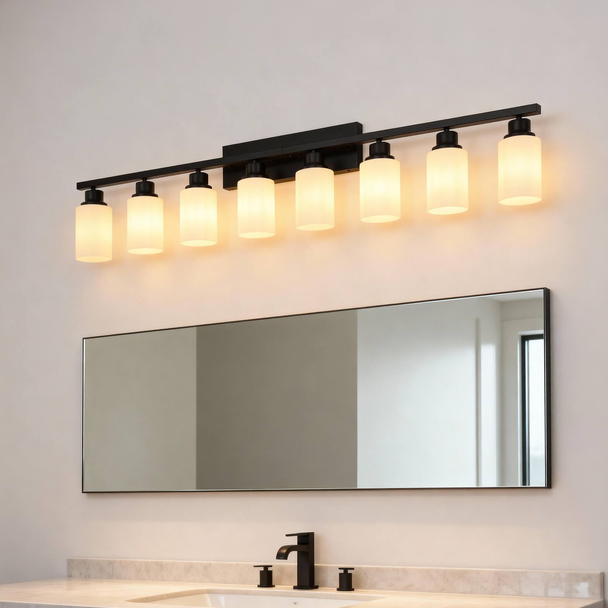 Alt View 3. Boyel Living - Wall Lamp 8 Light Bathroom Vanity Light Matte Black Bathroom Light Fixtures Modern Wall Light.