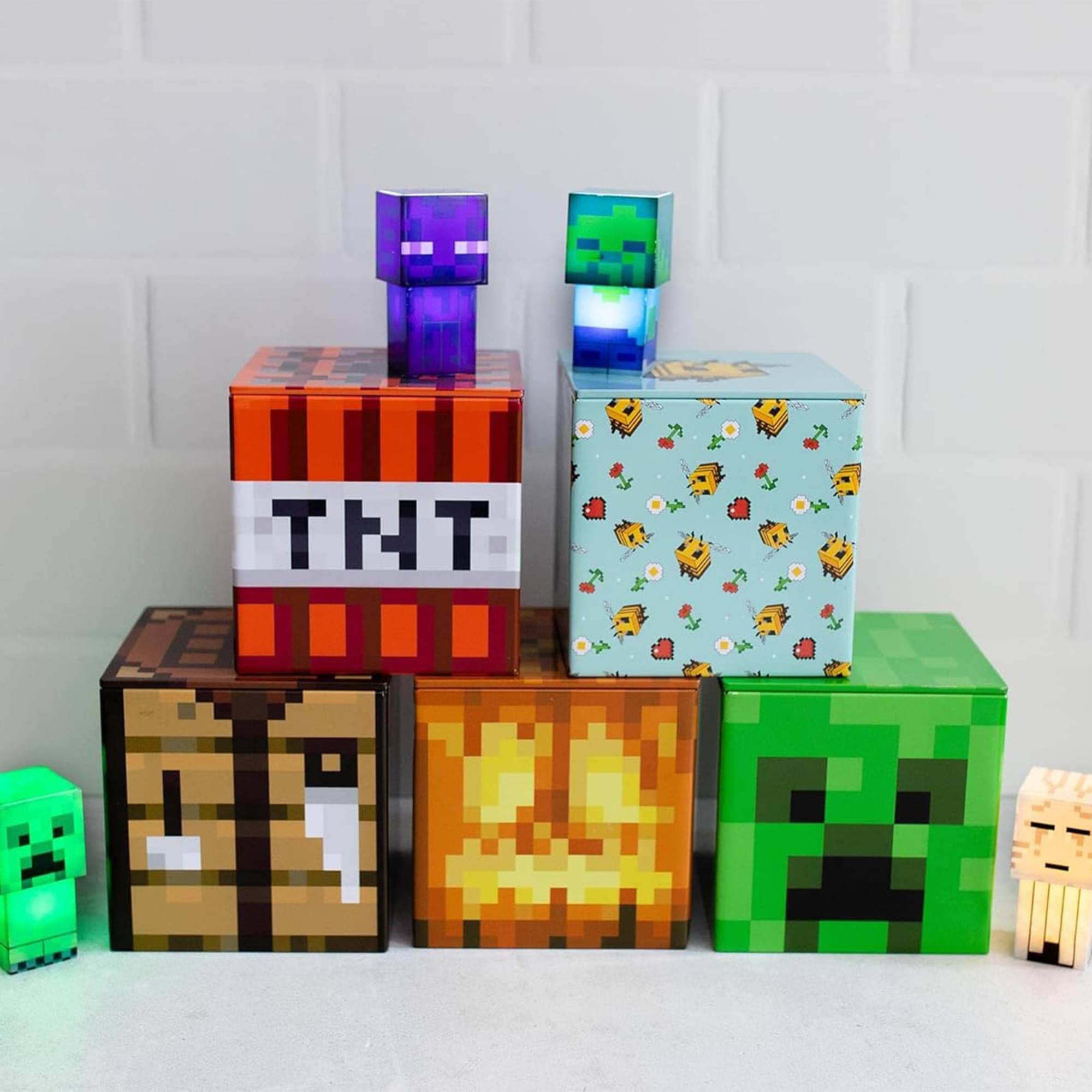 Alt View 10. Ukonic - Minecraft 5-Piece 4 Inch Tin Storage Box Bundle - Multicolored.