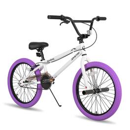 JOYSTAR - Brockway Freestyle Kids BMX Bike 20" Kids Bicycles for Ages 6-10, Girls Boys Beginner-Level Riders 2 Pegs - Purple