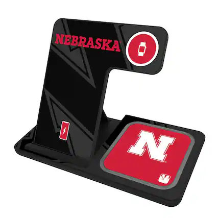 Front. Keyscaper - Nebraska Huskers 3-In-1 Wireless Charger - Multicolor.
