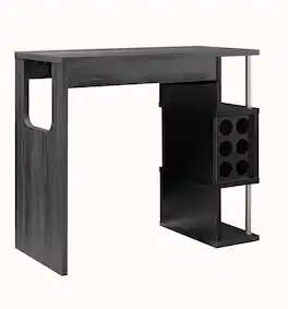 Manhattan Lane - Transitional Style Wooden Bar Table with 3 Tier Side Shelves - Gray