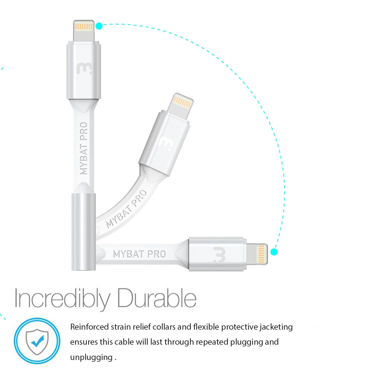 MYBAT PRO  
MYBAT PRO  
MYBAT PRO  

Incredibly Durable  
Reinforced strain relief collars and flexible protective jacketing ensures this cable will last through repeated plugging and unplugging.