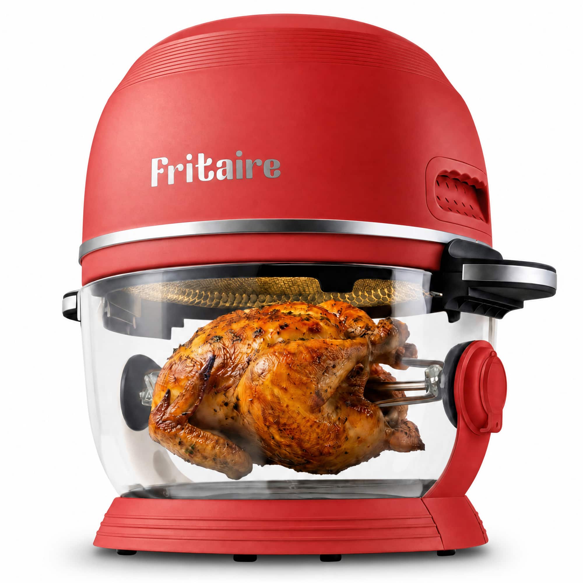 Fritaire - Non-Toxic Air Fryer - Glass Air Fryer, 5qt, Teflon-Free, PFOA- Free, w/ Accessories - Rotisserie and Tumbling Basket - Cherry