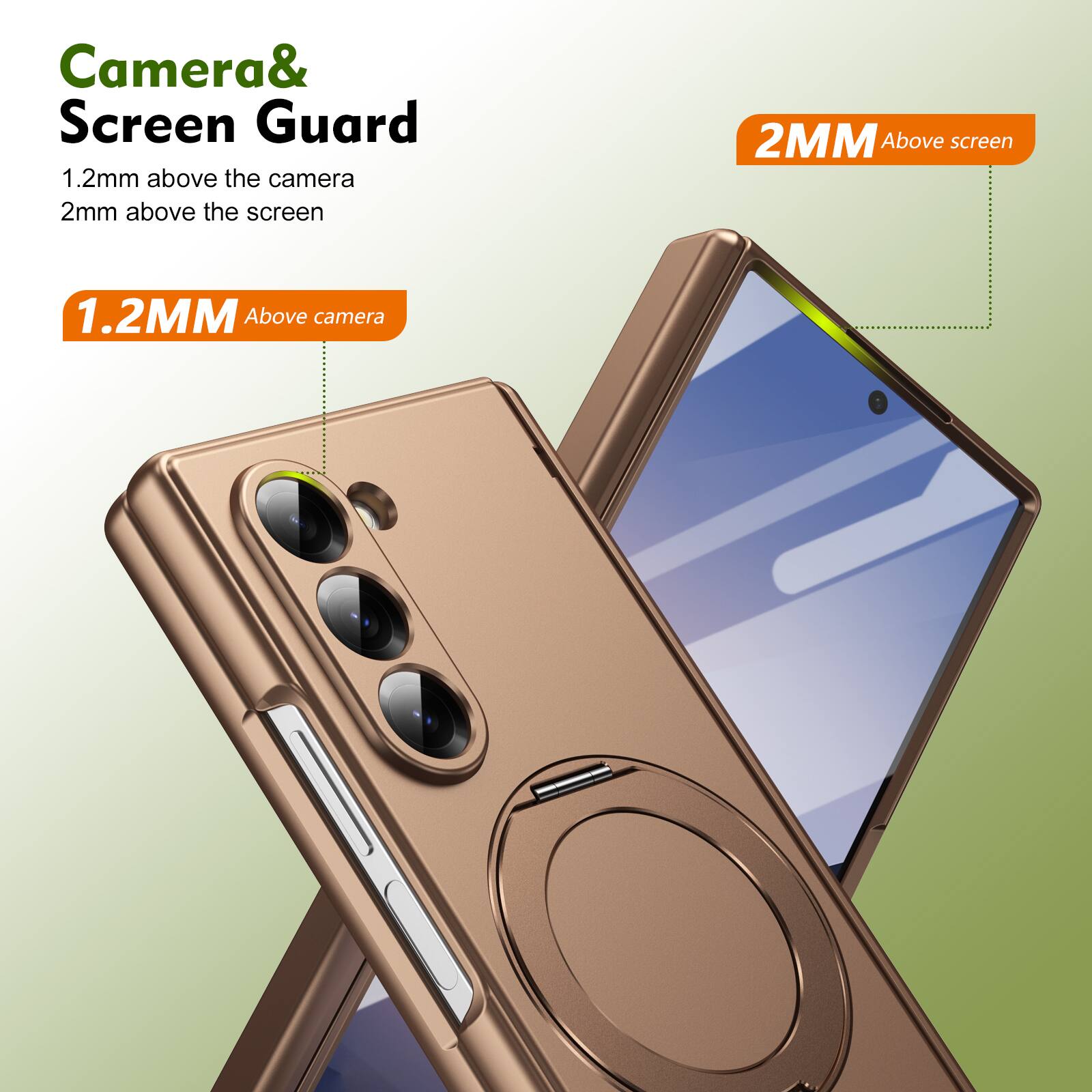 Camera & Screen Guard  
1.2mm above the camera  
2mm above the screen  

1.2MM Above camera  
2MM Above screen