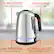 The text on the image is already grouped and correctly written. It reads:
SLEEK EXTERIOR: Stainless Steel Body and Lid
QUICKLY BOILS: 7 Cups / 1.7 Liters
RENTWOOD 360 SWIVEL BASE: Automatic Shut Off
Easy Cordless Serving
Boil Dry & Overheat Protection