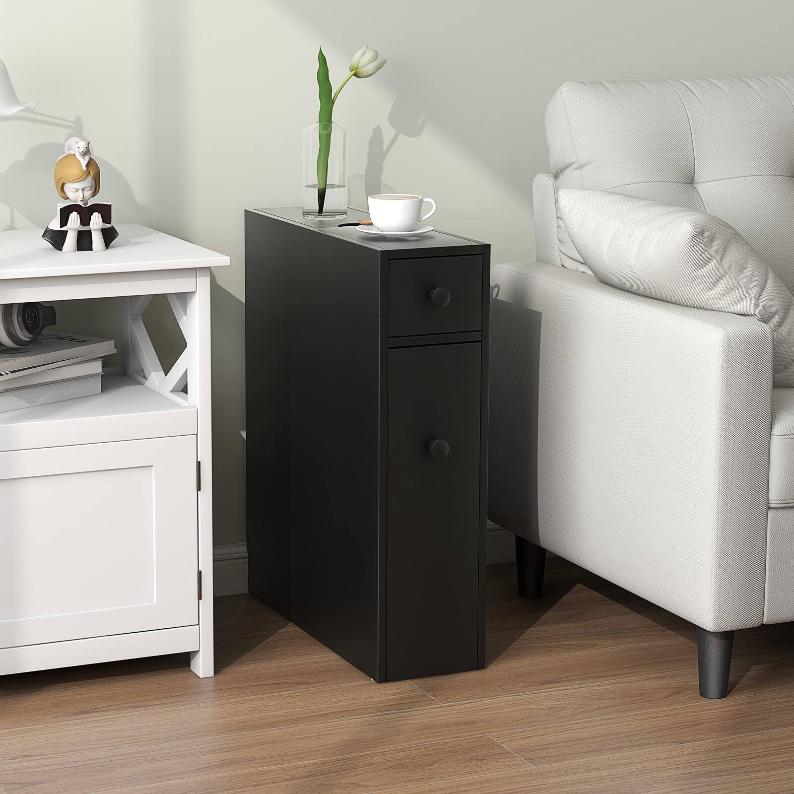 Alt View 7. Ecooso - Bathroom Space-Saving Storage Cabinet Organizer, Freestanding Floor Unit - Black.