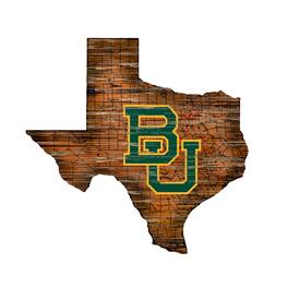 Fan Creations - Baylor Bears 23.5" x 23.5" Distressed State with Logo Sign - Multicolor